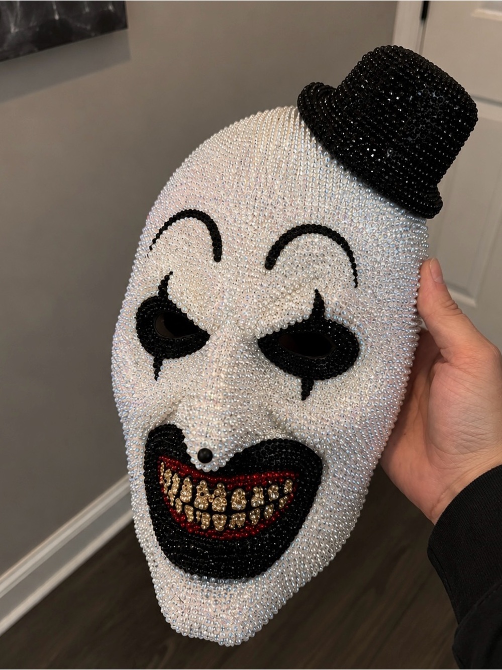 Art The Clown Terrifier Rhinestone Crystal Full Face Mask Horror Halloween New